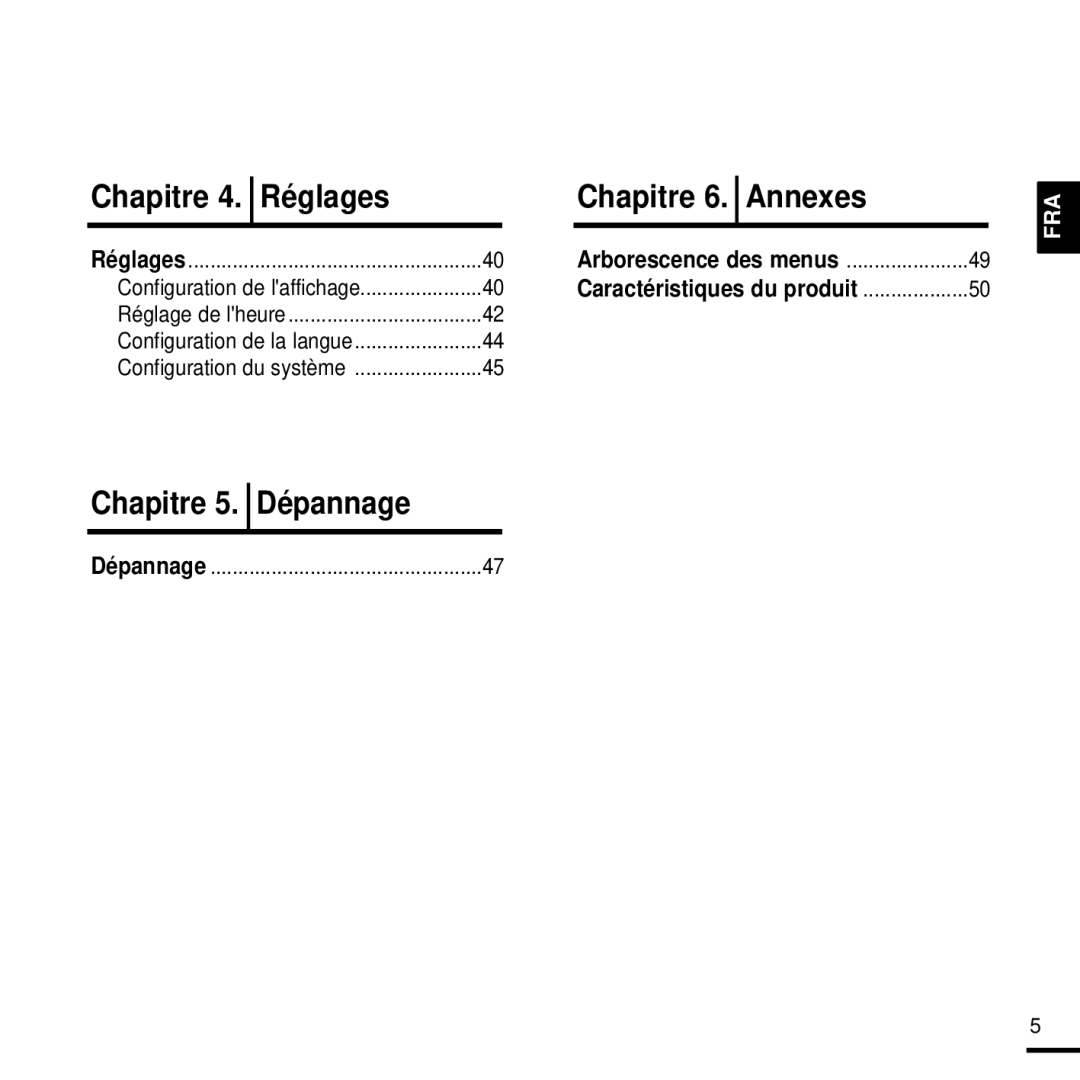 Samsung YP-K3JZB/XEF, YP-K3JAB/XEF, YP-K3JQB/XEF, YP-K3JQR/XEF manual Annexes, Chapitre 