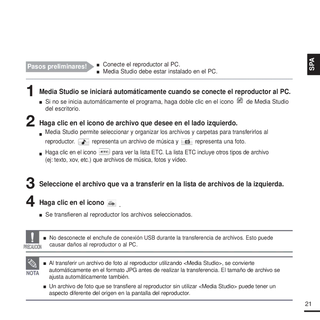 Samsung YP-K3JAG/XET, YP-K3JQB/XET, YP-K3JAB/XET, YP-K3JZB/XET manual Se transfieren al reproductor los archivos seleccionados 