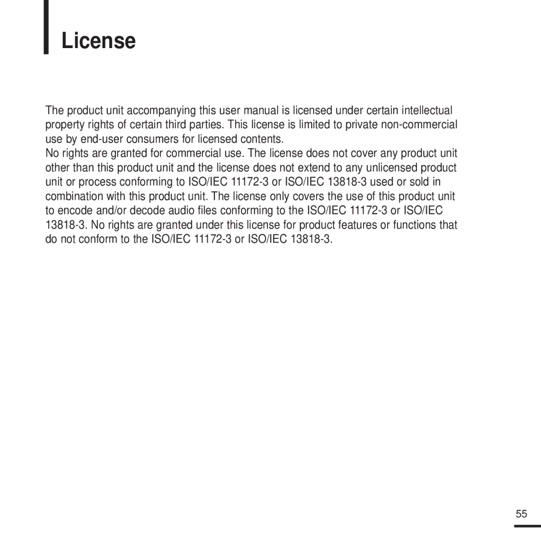 Samsung YP-K5JAB manual License 