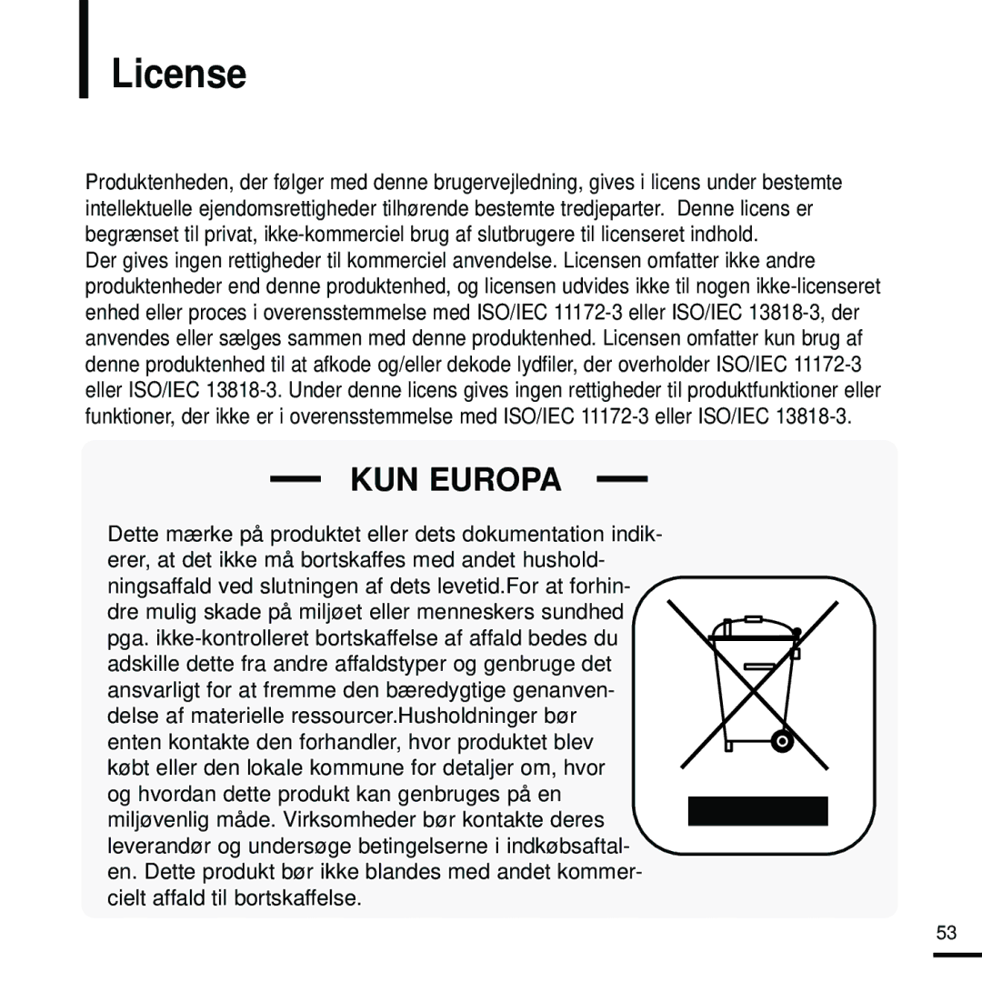 Samsung YP-K5JQB/XEE, YP-K5JAB/XEE, YP-K5JZB/XEE manual License, KUN Europa 