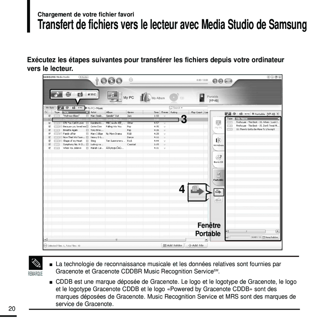 Samsung YP-K5JAB/XEF, YP-K5JQB/XEF, YP-K5JZB/XEF manual Fenêtre, Portable 