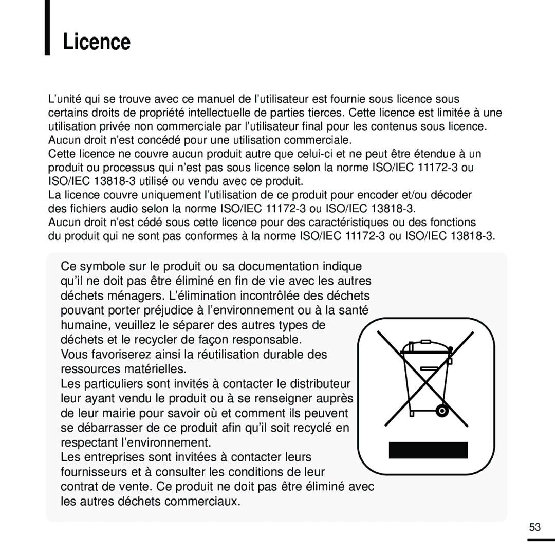 Samsung YP-K5JAB/XEF, YP-K5JQB/XEF, YP-K5JZB/XEF manual Licence 