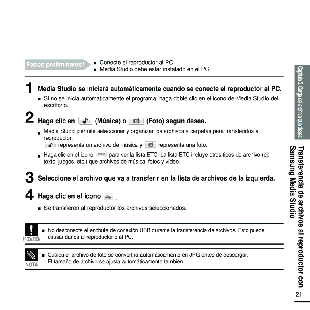 Samsung YP-K5JQB/OMX, YP-K5JQB/XET, YP-K5JZB/XET, YP-K5JAB/XET manual Se transfieren al reproductor los archivos seleccionados 