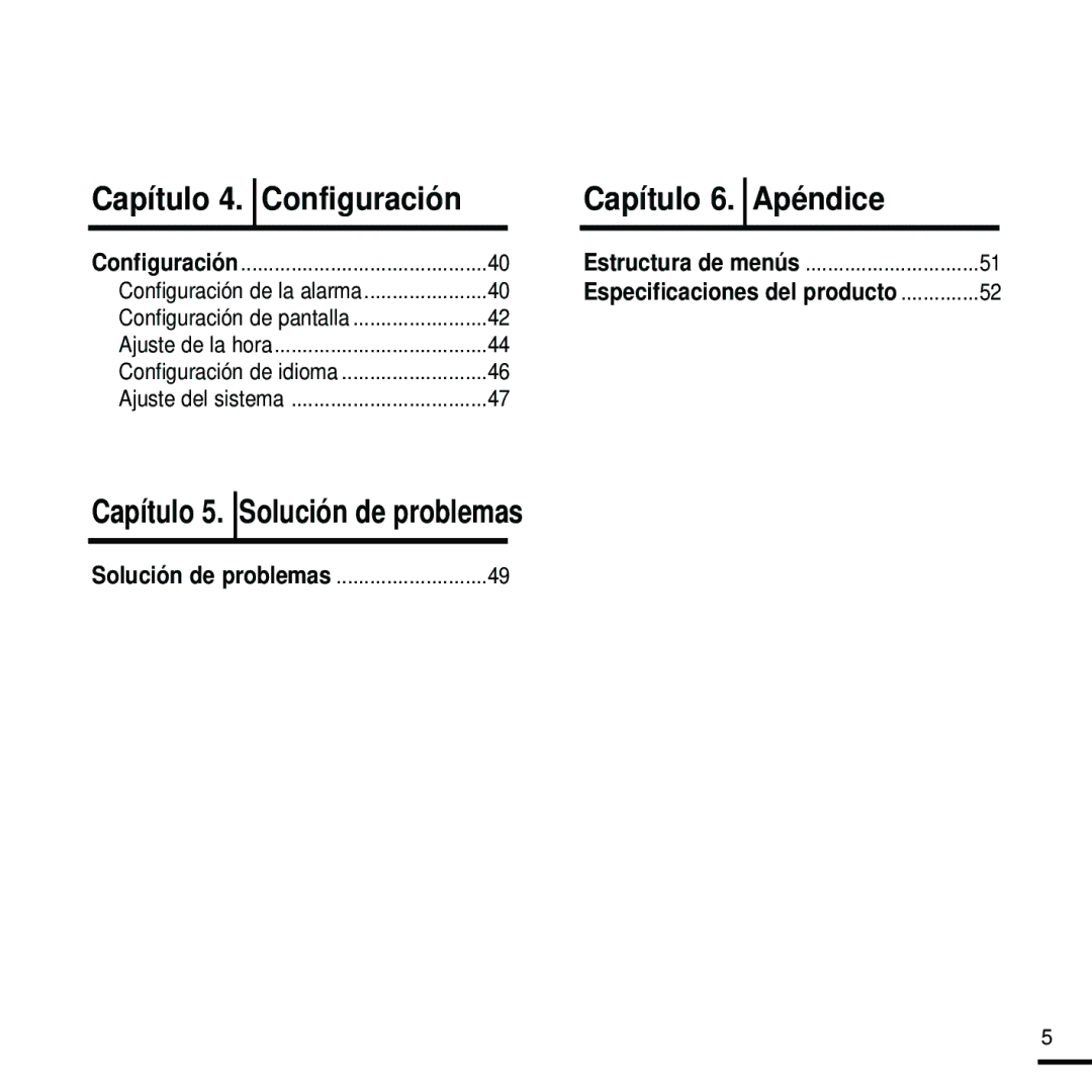 Samsung YP-K5JAB/OMX, YP-K5JQB/XET, YP-K5JZB/XET, YP-K5JAB/XET, YP-K5JQB/OMX, YP-K5JZB/OMX manual Apéndice, Capítulo 