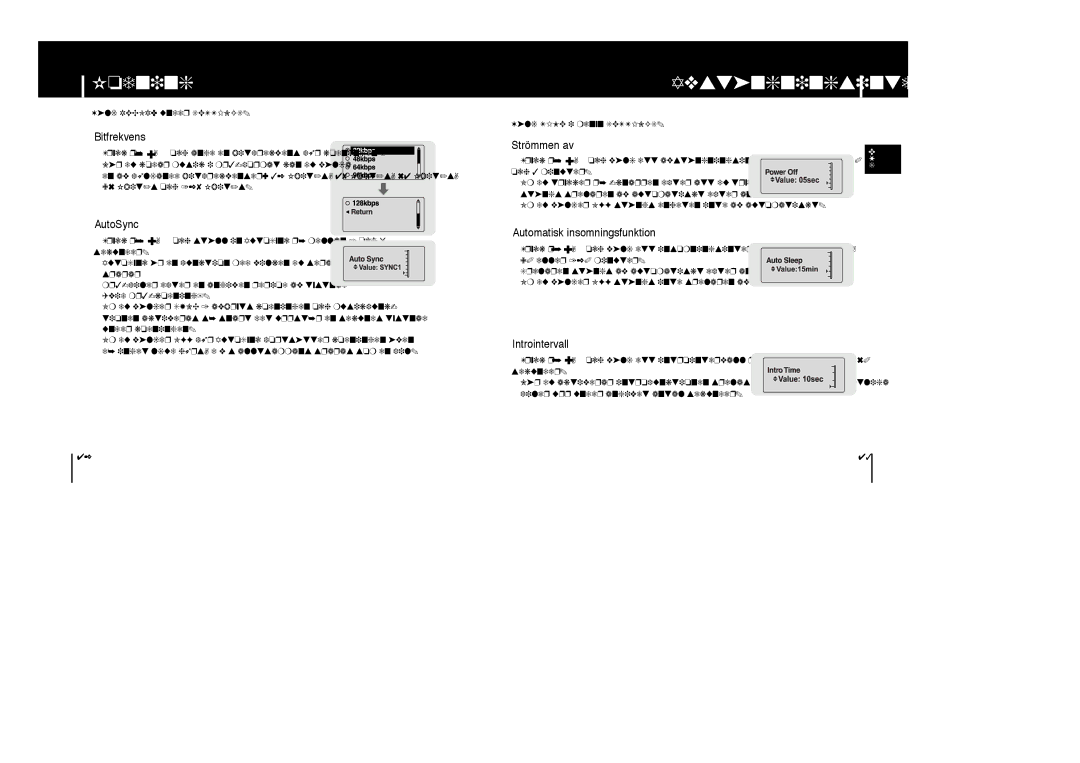 Samsung YP-MT6X/ELS, YP-MT6V/ELS, YP-MT6Z/ELS manual Kodning, Avstängningsintervall 