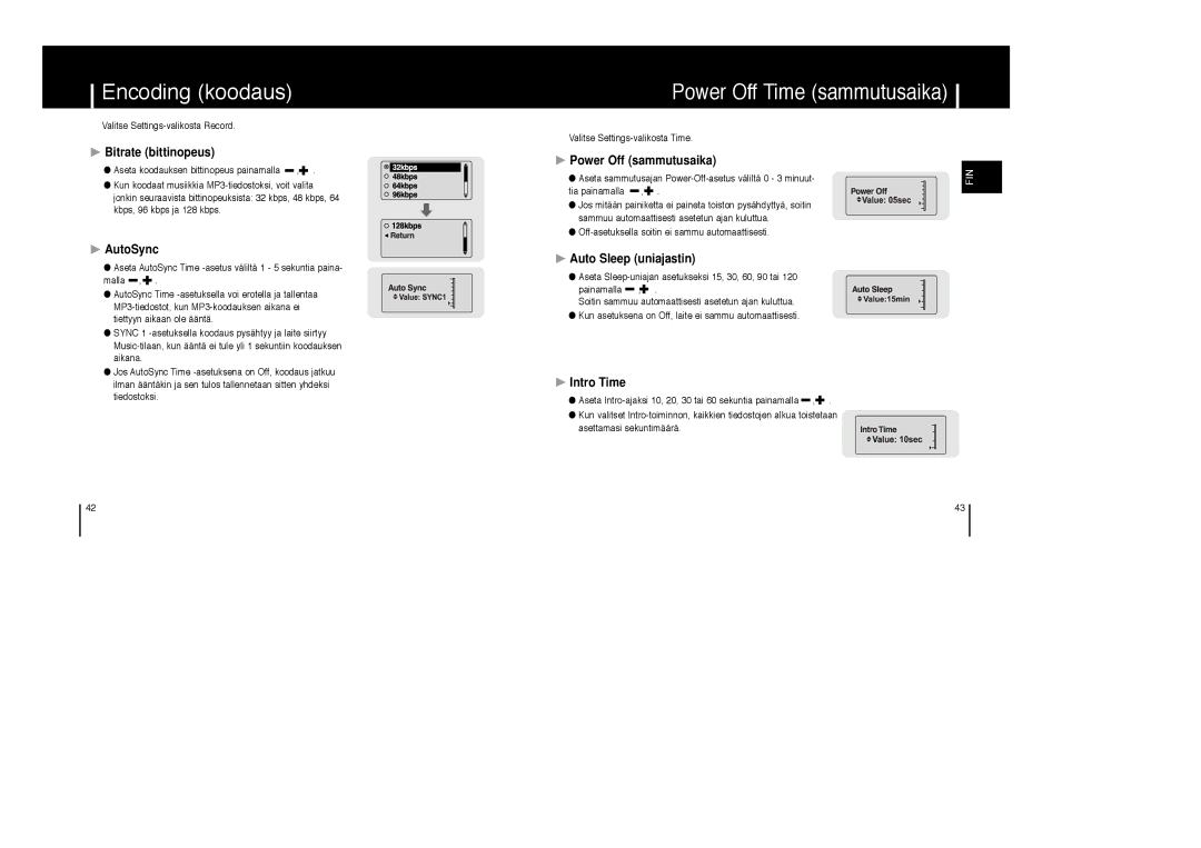 Samsung YP-MT6X/ELS, YP-MT6V/ELS, YP-MT6Z/ELS manual Encoding koodaus 