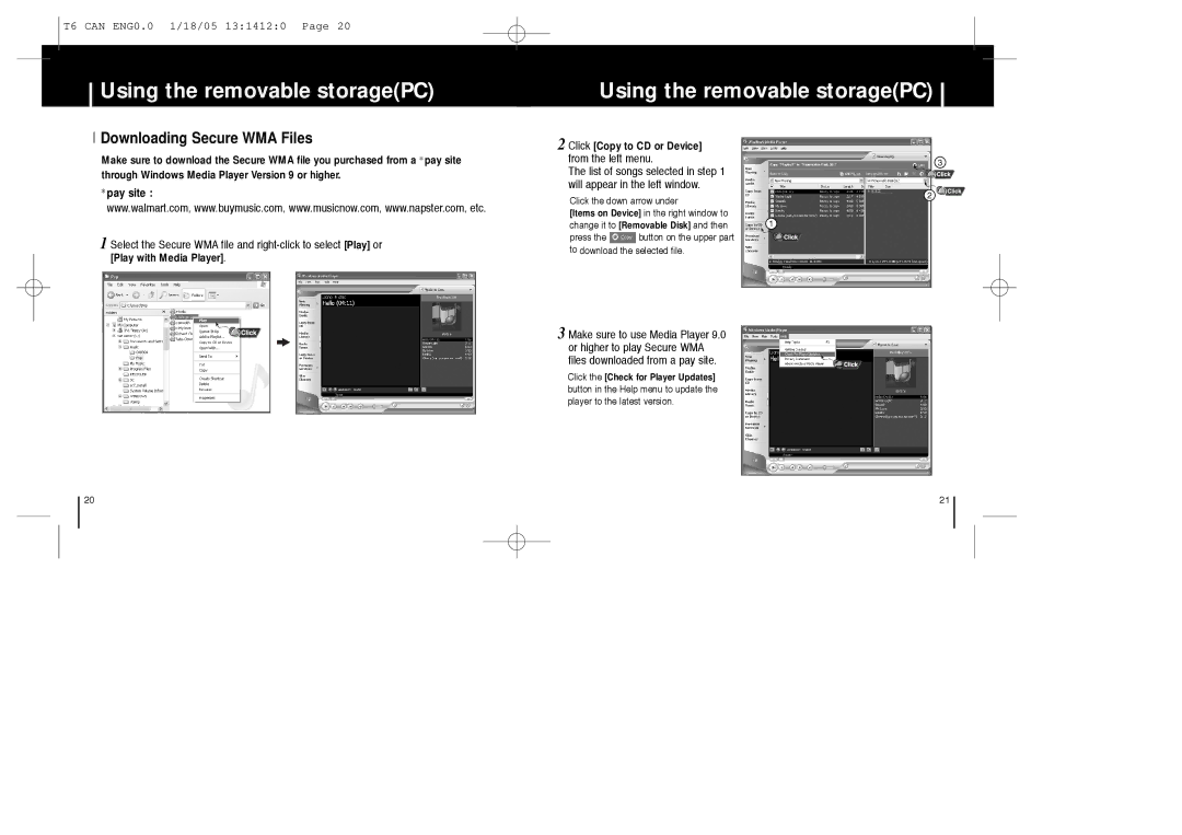 Samsung YP-MT6Z manual Downloading Secure WMA Files 