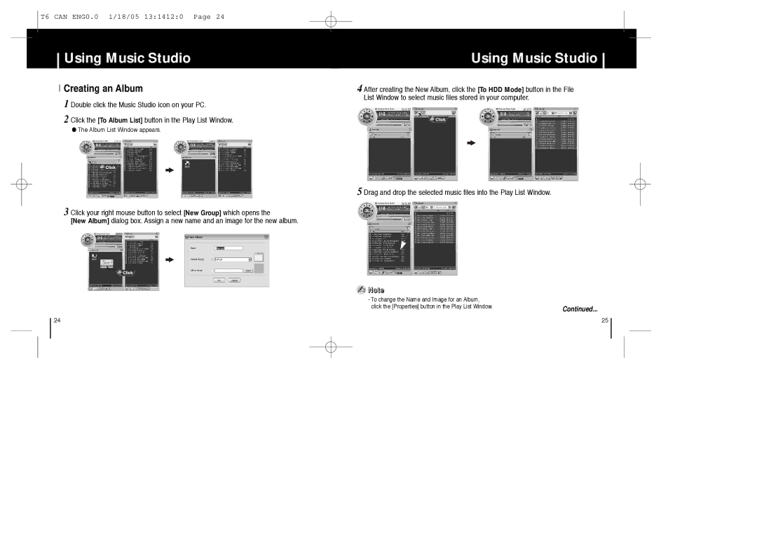 Samsung YP-MT6Z manual Creating an Album 