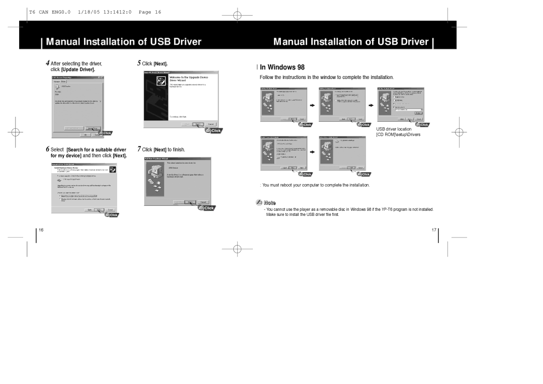 Samsung YP-MT6Z manual Windows, After selecting the driver 