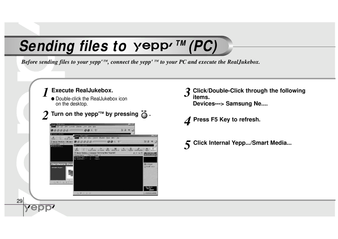 Samsung YP-NEU manual Sending files to TM PC 