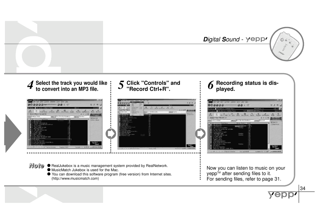 Samsung YP-NEU manual Click Controls Recording status is dis, Record Ctrl+R Played 