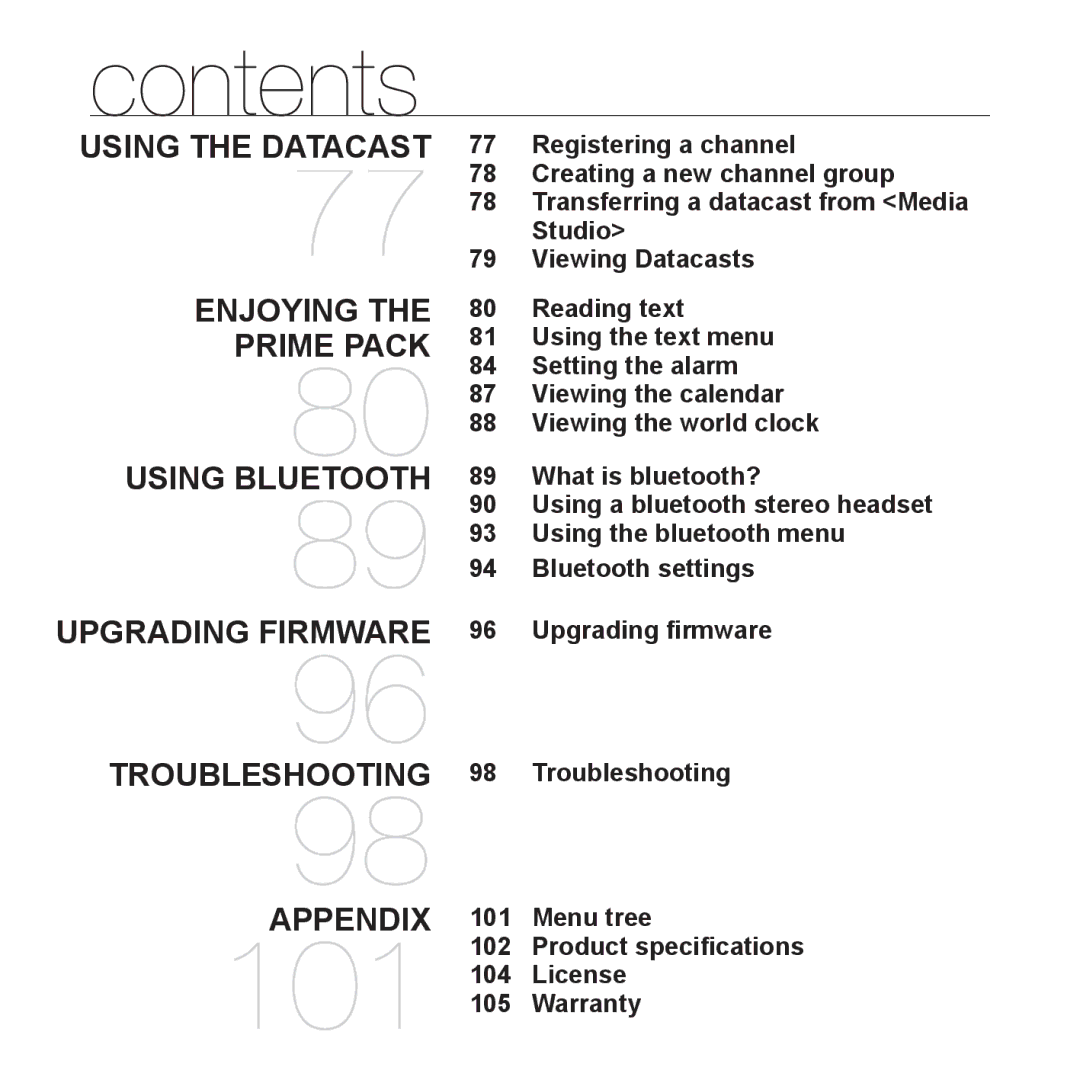 Samsung YP-P2 user manual Registering a channel, Creating a new channel group, Studio, Viewing Datacasts 