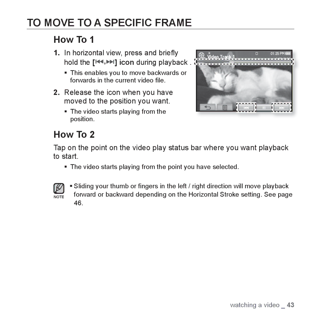 Samsung YP-P2 user manual To Move to a Specific Frame, How To 