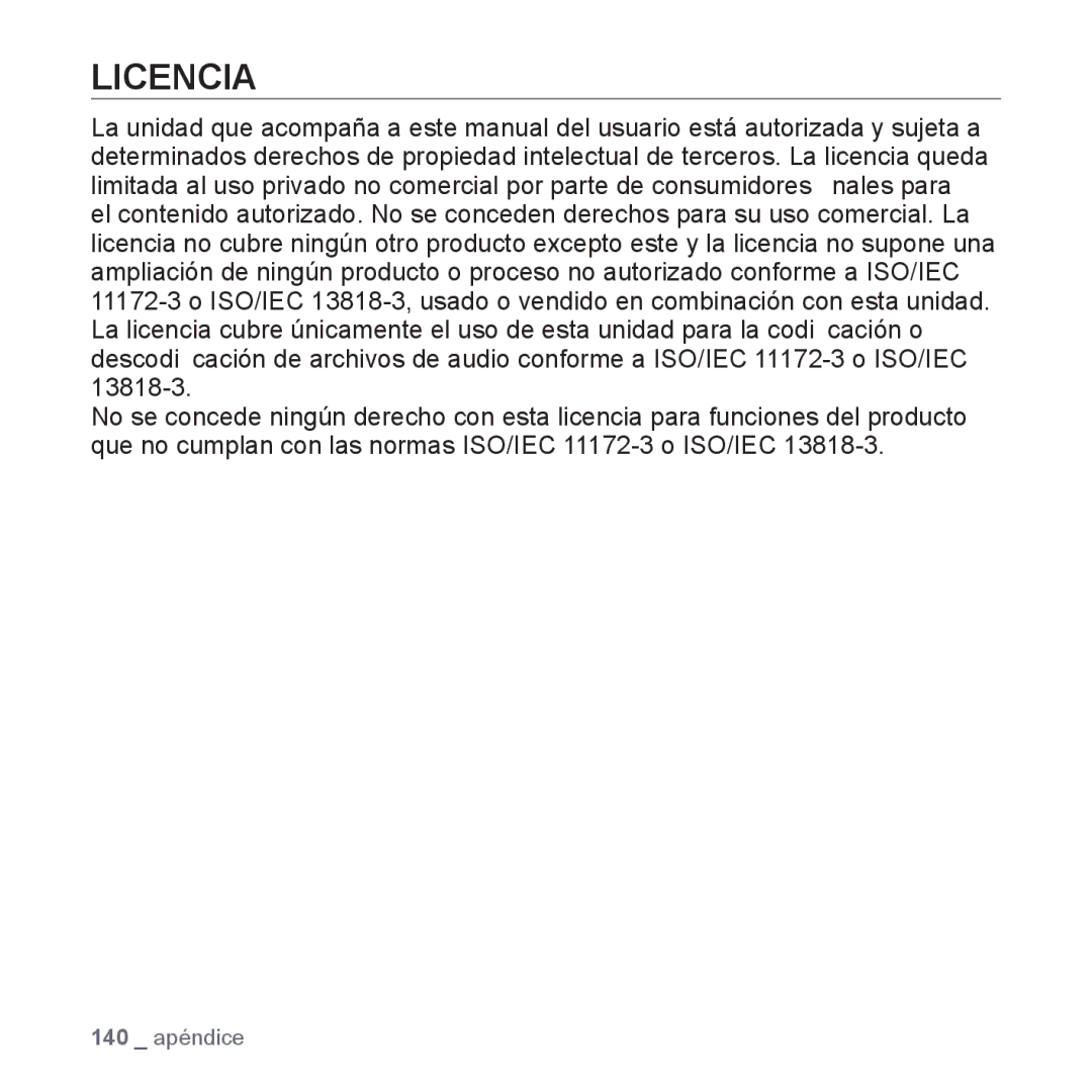 Samsung YP-P2AB/MEA manual Licencia 