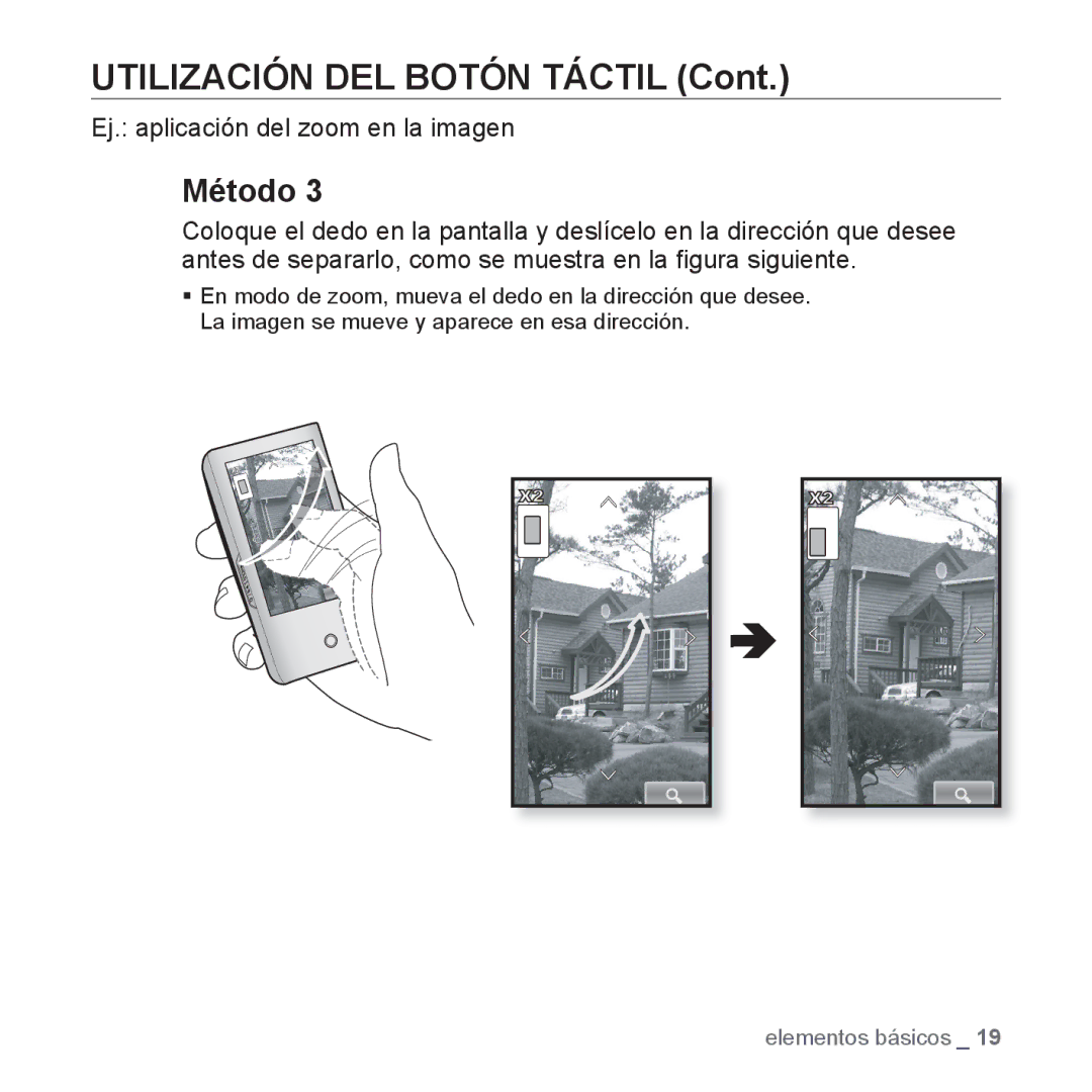 Samsung YP-P2AB/MEA manual Ej. aplicación del zoom en la imagen 