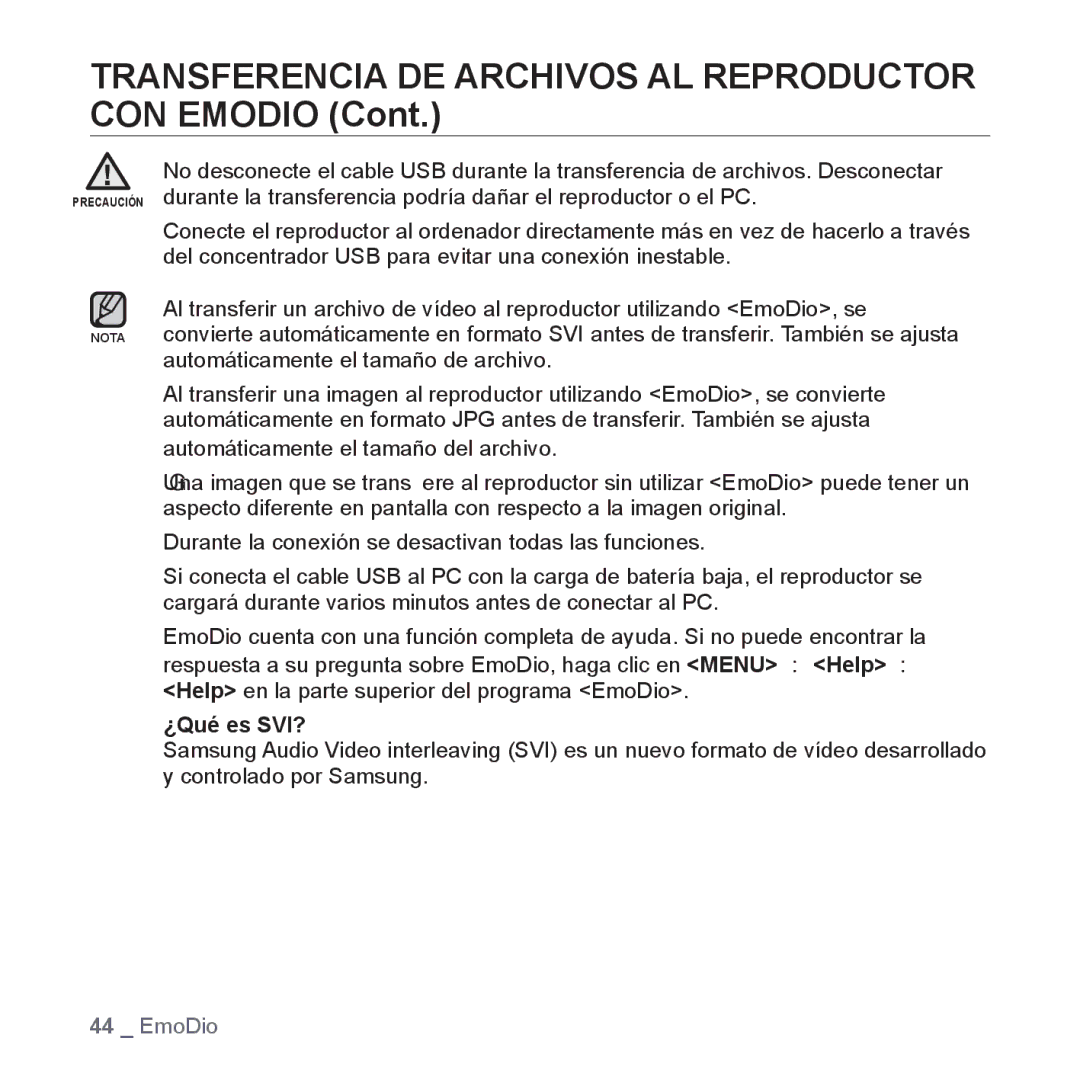 Samsung YP-P2AB/MEA manual ƒ ¿Qué es SVI? 