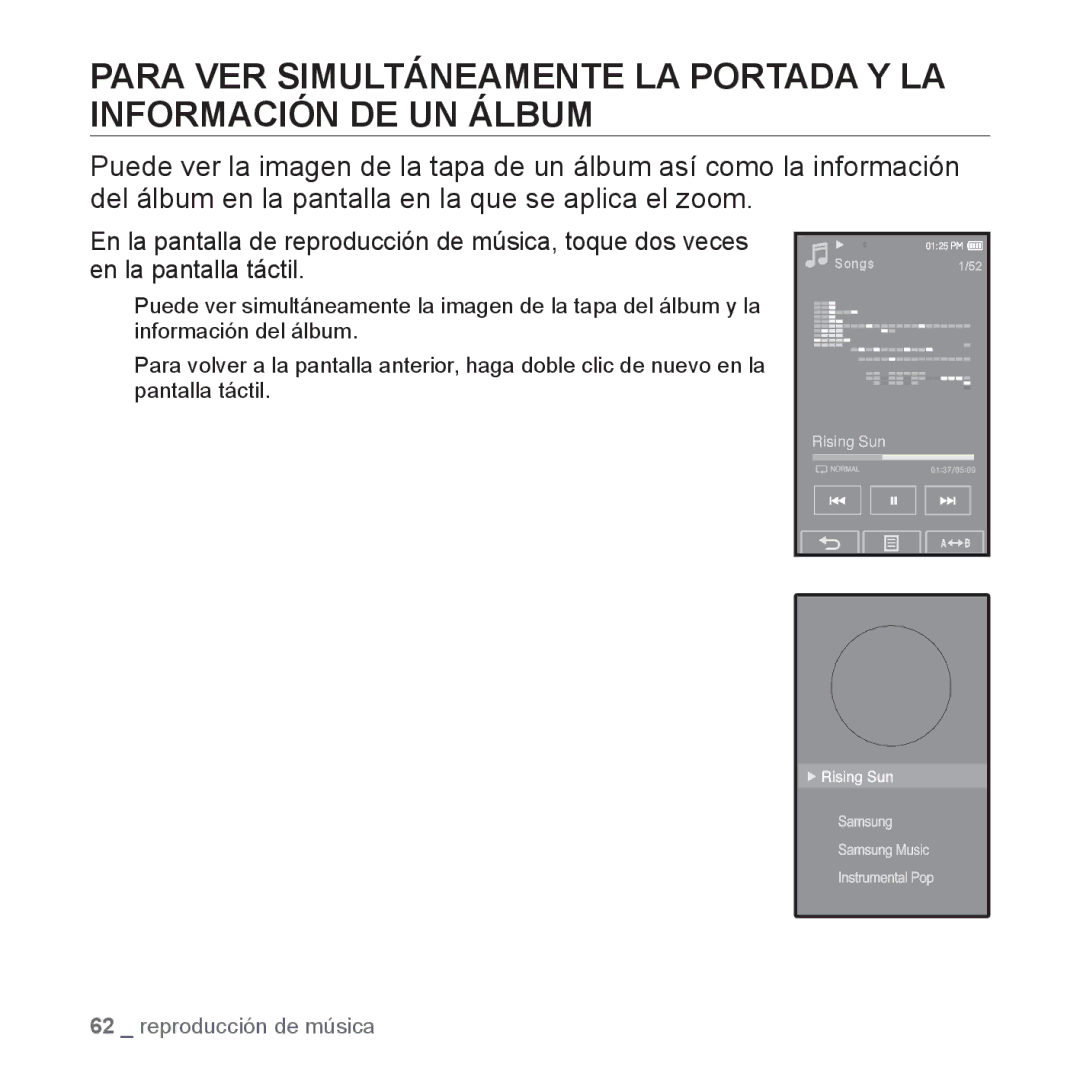 Samsung YP-P2AB/MEA manual Reproducción de música 