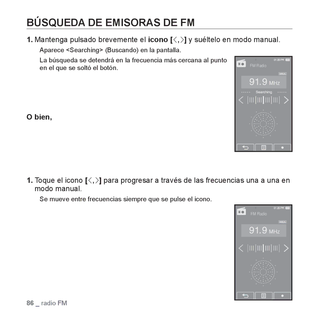 Samsung YP-P2AB/MEA manual Búsqueda DE Emisoras DE FM, Bien 