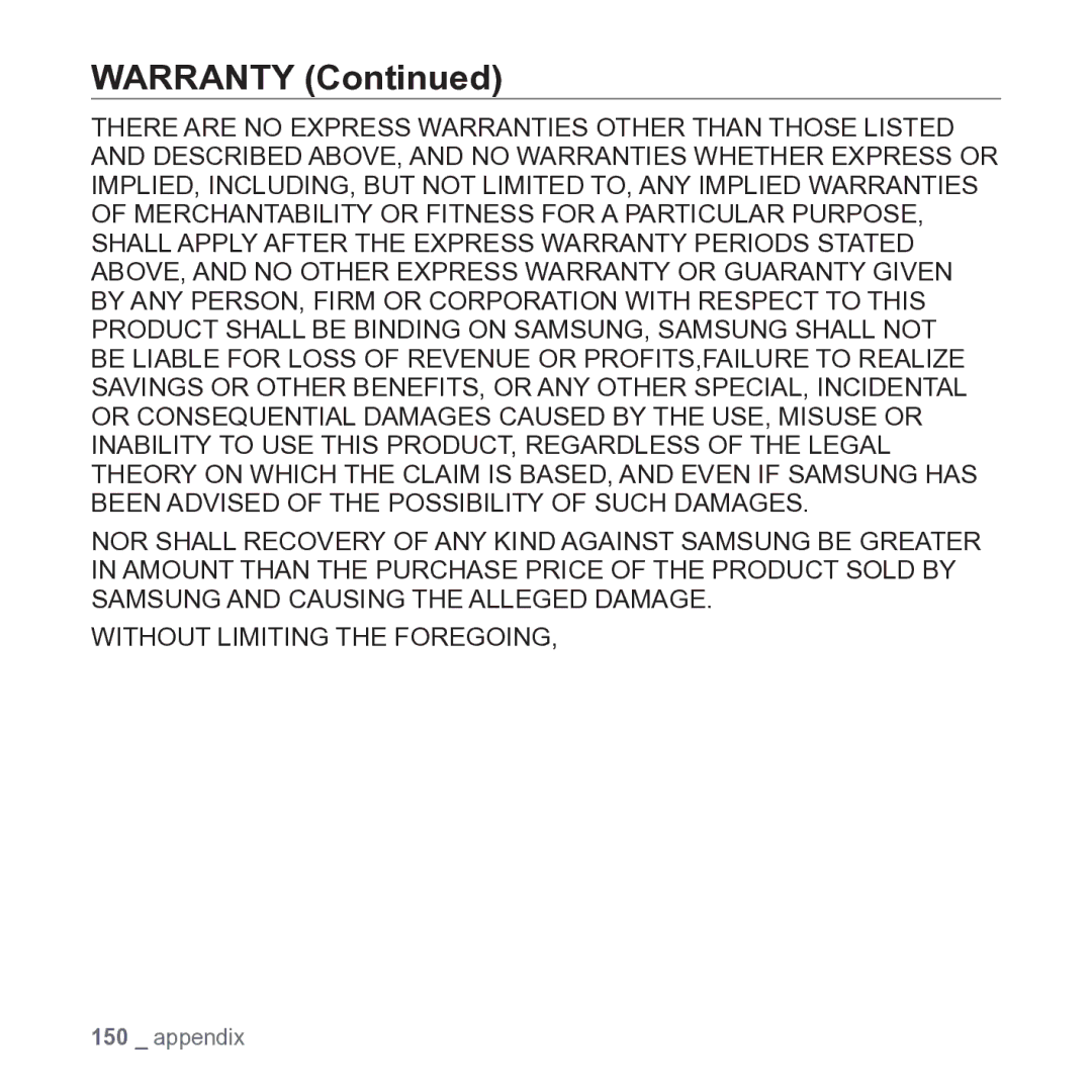 Samsung YP-P2JARY user manual Warranty 