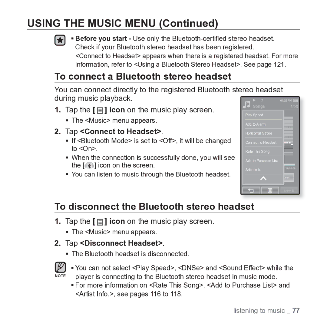 Samsung YP-P2JARY user manual Play Speed 