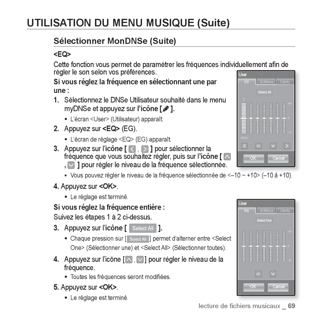 Samsung YP-P2JEB/XEF, YP-P2JCB/XEF, YP-P2JAB/XEF, YP-P2JCW/XEF, YP-P2JQB/XEF manual Une, Si vous réglez la fréquence entière 