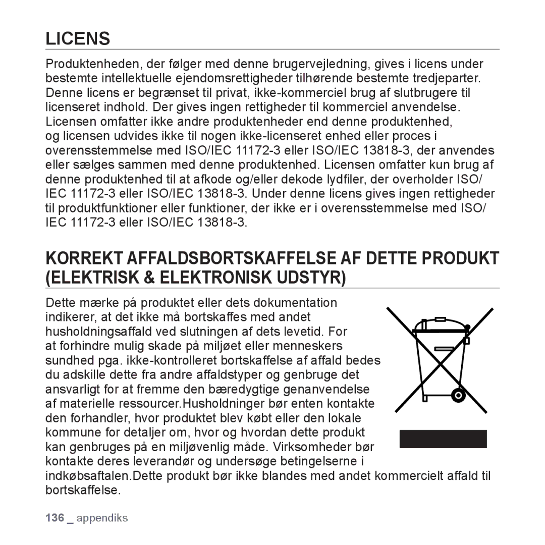 Samsung YP-P2JAW/XEE, YP-P2JEB/XEE, YP-P2JCB/XEE, YP-P2JCW/XEE, YP-P2JAB/XEE manual Licens 