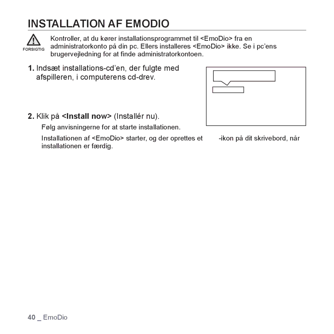 Samsung YP-P2JEB/XEE, YP-P2JAW/XEE, YP-P2JCB/XEE, YP-P2JCW/XEE, YP-P2JAB/XEE manual Installation AF Emodio 