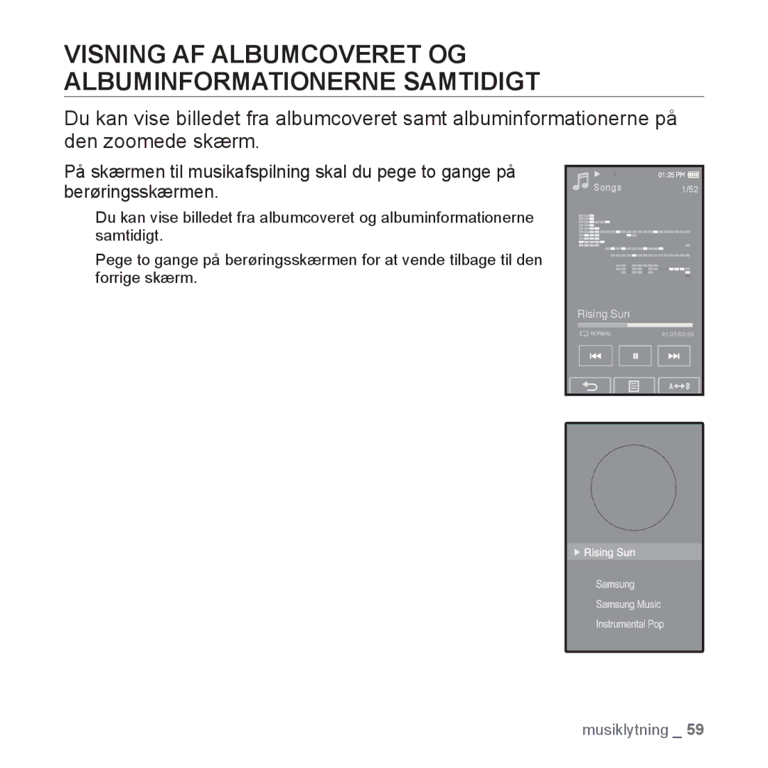 Samsung YP-P2JAB/XEE, YP-P2JEB/XEE, YP-P2JAW/XEE, YP-P2JCB/XEE Visning AF Albumcoveret OG Albuminformationerne Samtidigt 