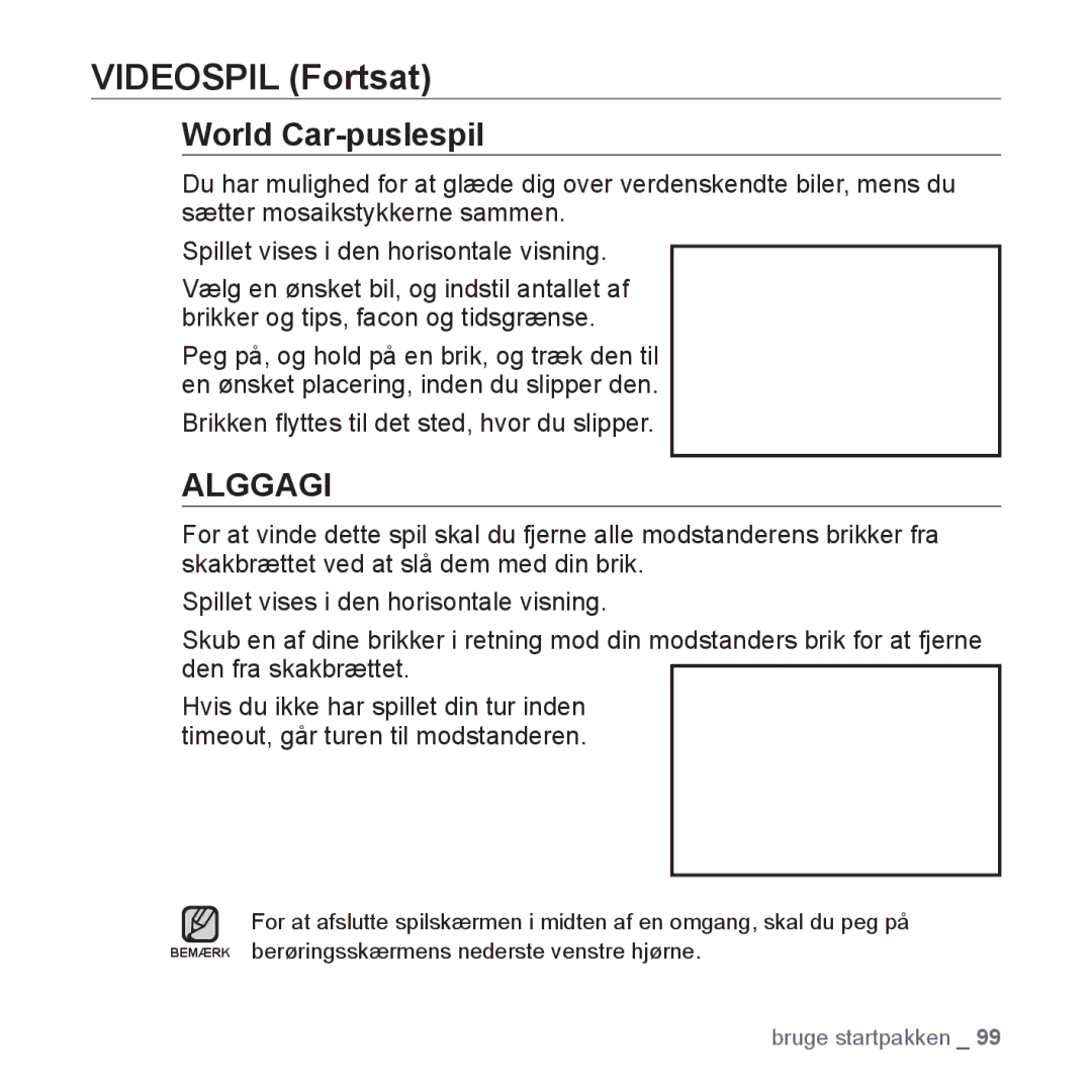 Samsung YP-P2JAB/XEE, YP-P2JEB/XEE, YP-P2JAW/XEE, YP-P2JCB/XEE, YP-P2JCW/XEE manual Videospil Fortsat, World Car-puslespil 