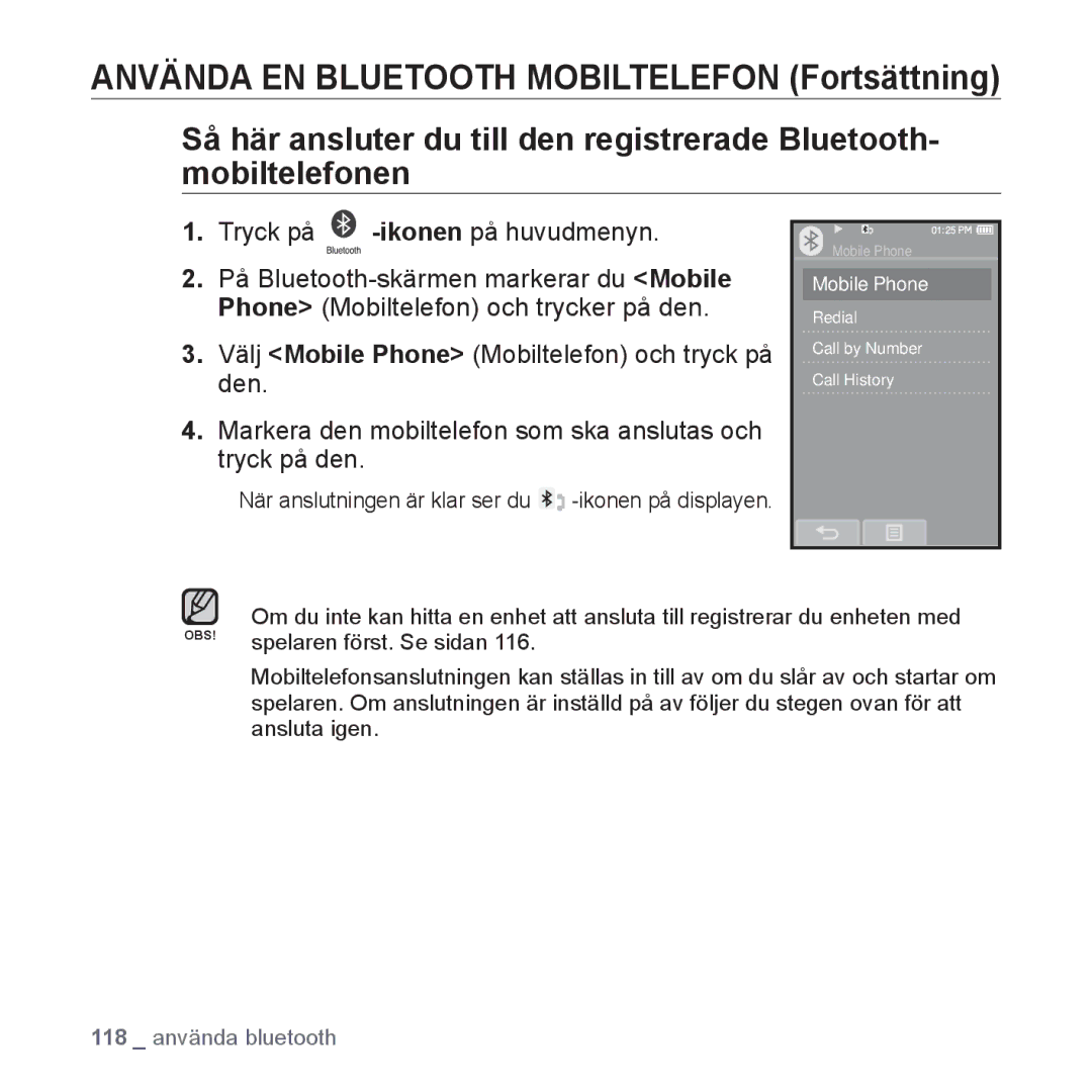 Samsung YP-P2JCW/XEE, YP-P2JEB/XEE, YP-P2JAW/XEE, YP-P2JCB/XEE, YP-P2JAB/XEE manual Mobile Phone 