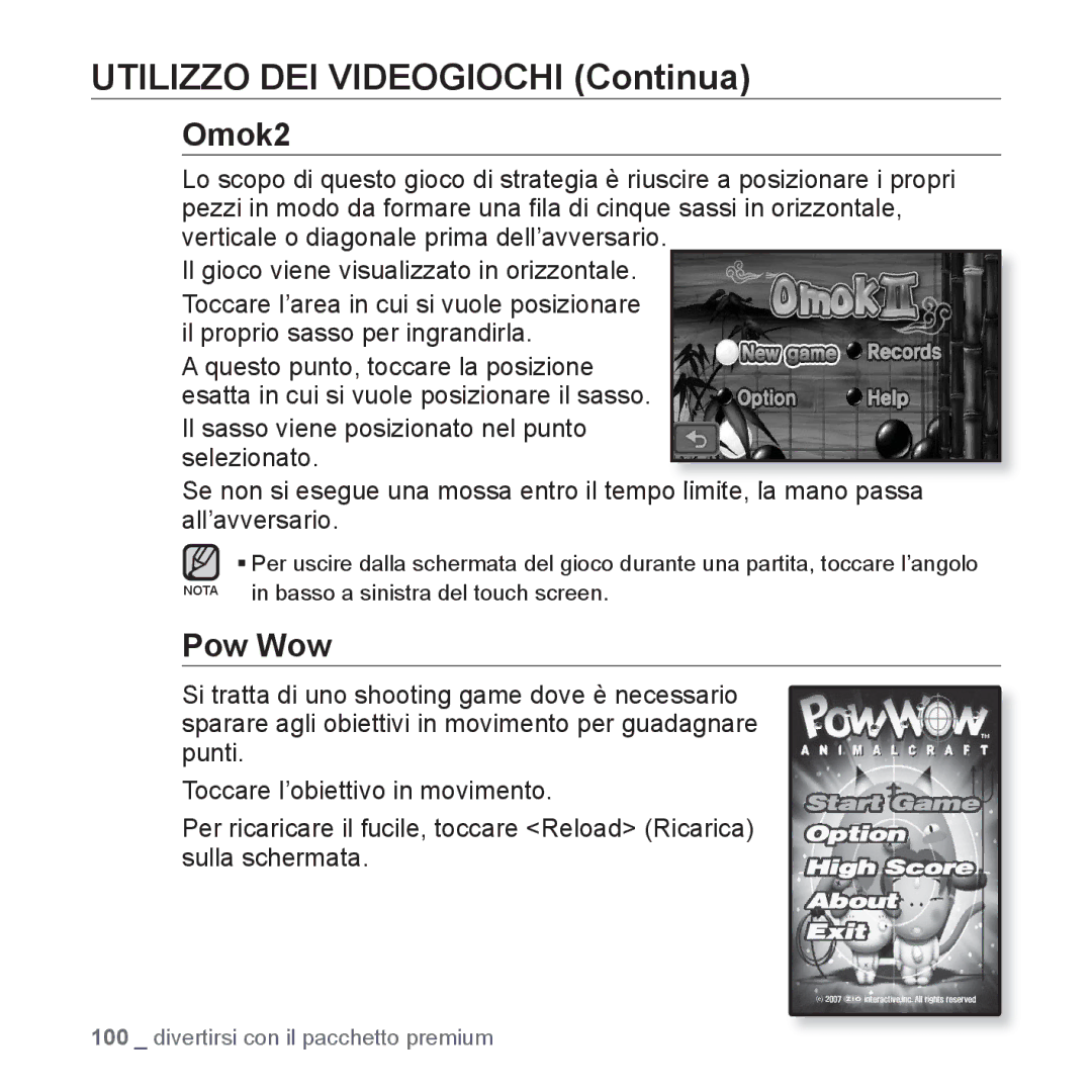 Samsung YP-P2JQB/XET, YP-P2JAB/XET, YP-P2JAW/XET, YP-P2JCB/XET manual Omok2, Pow Wow 