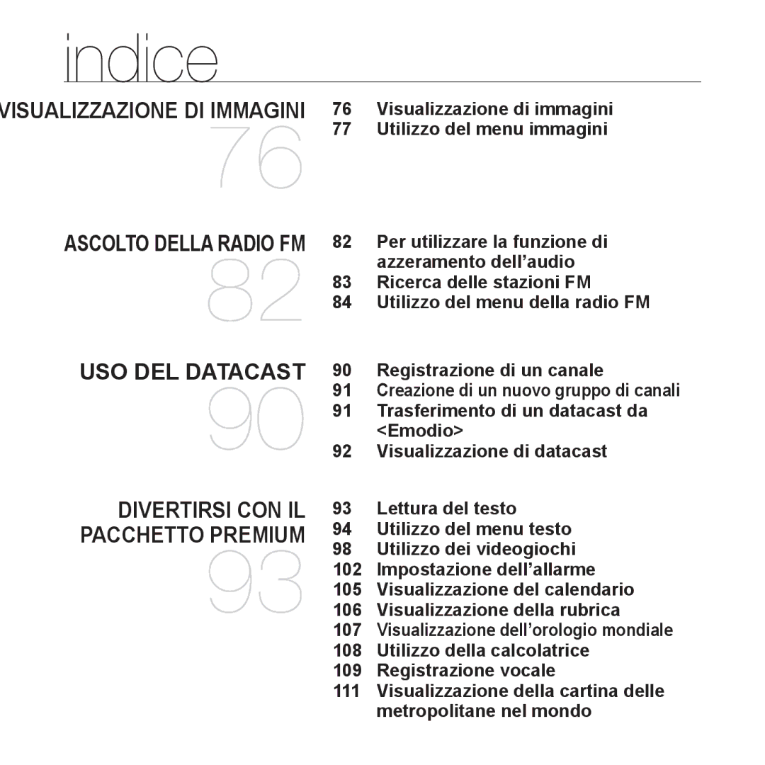 Samsung YP-P2JQB/XET manual Visualizzazione di immagini Utilizzo del menu immagini, Registrazione di un canale, Emodio 