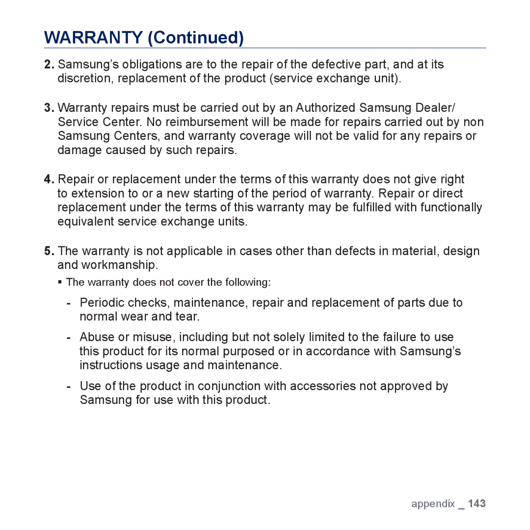 Samsung YP-P3 user manual Warranty 