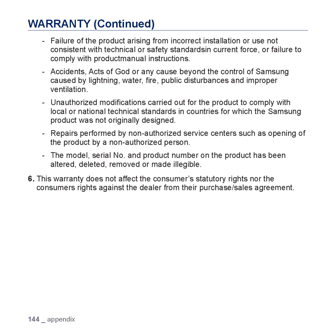 Samsung YP-P3 user manual Warranty 