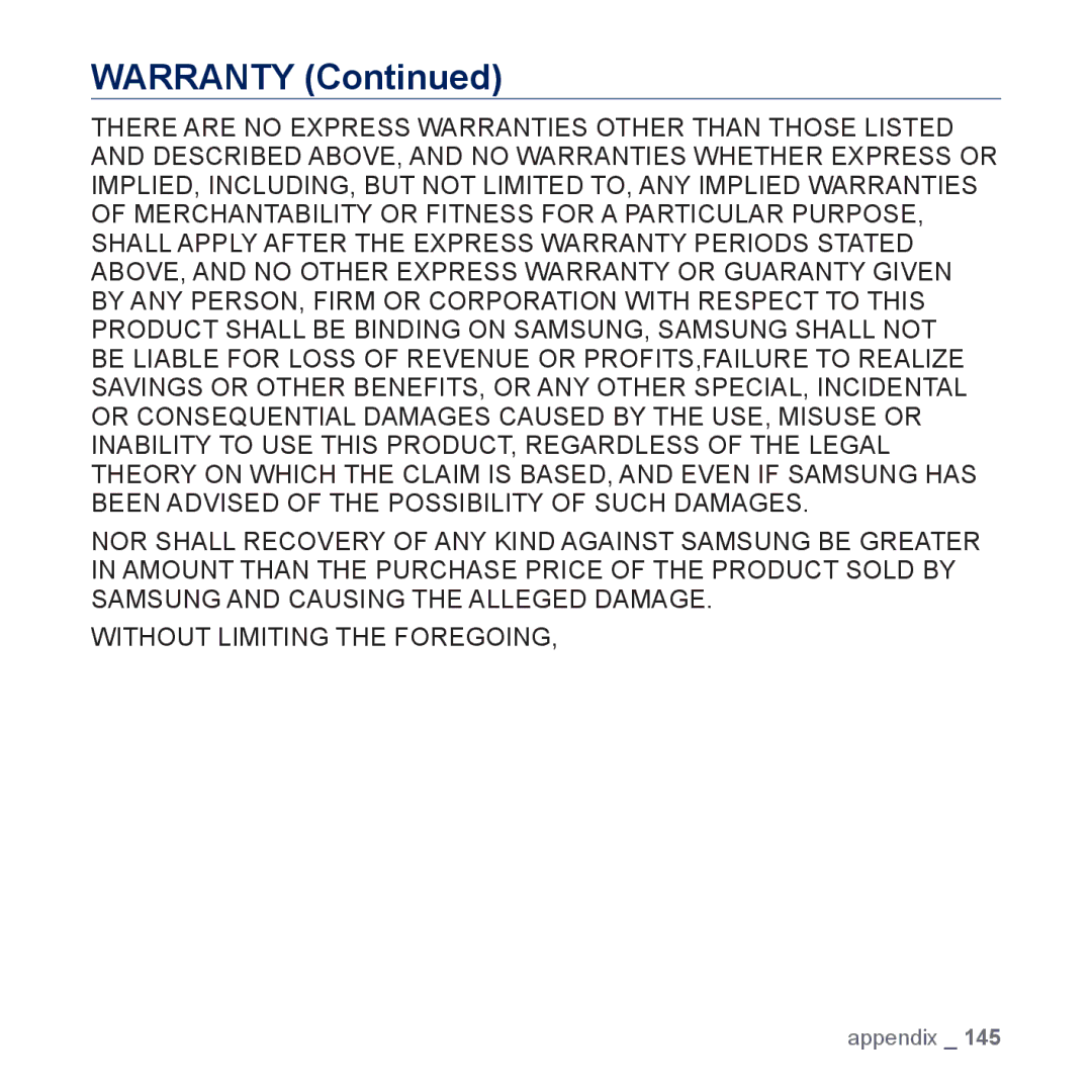 Samsung YP-P3 user manual Warranty 