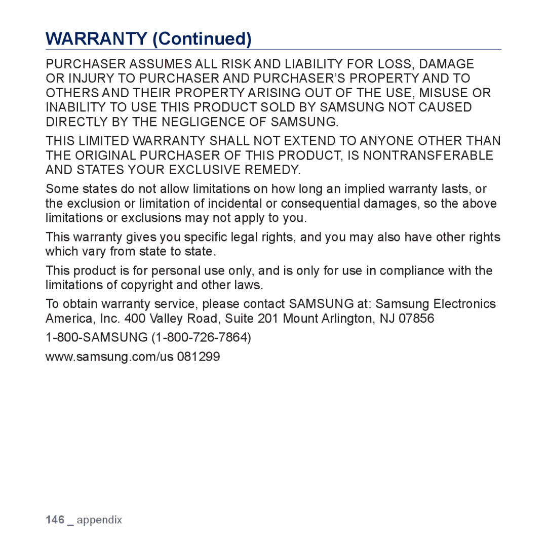 Samsung YP-P3 user manual Samsung 