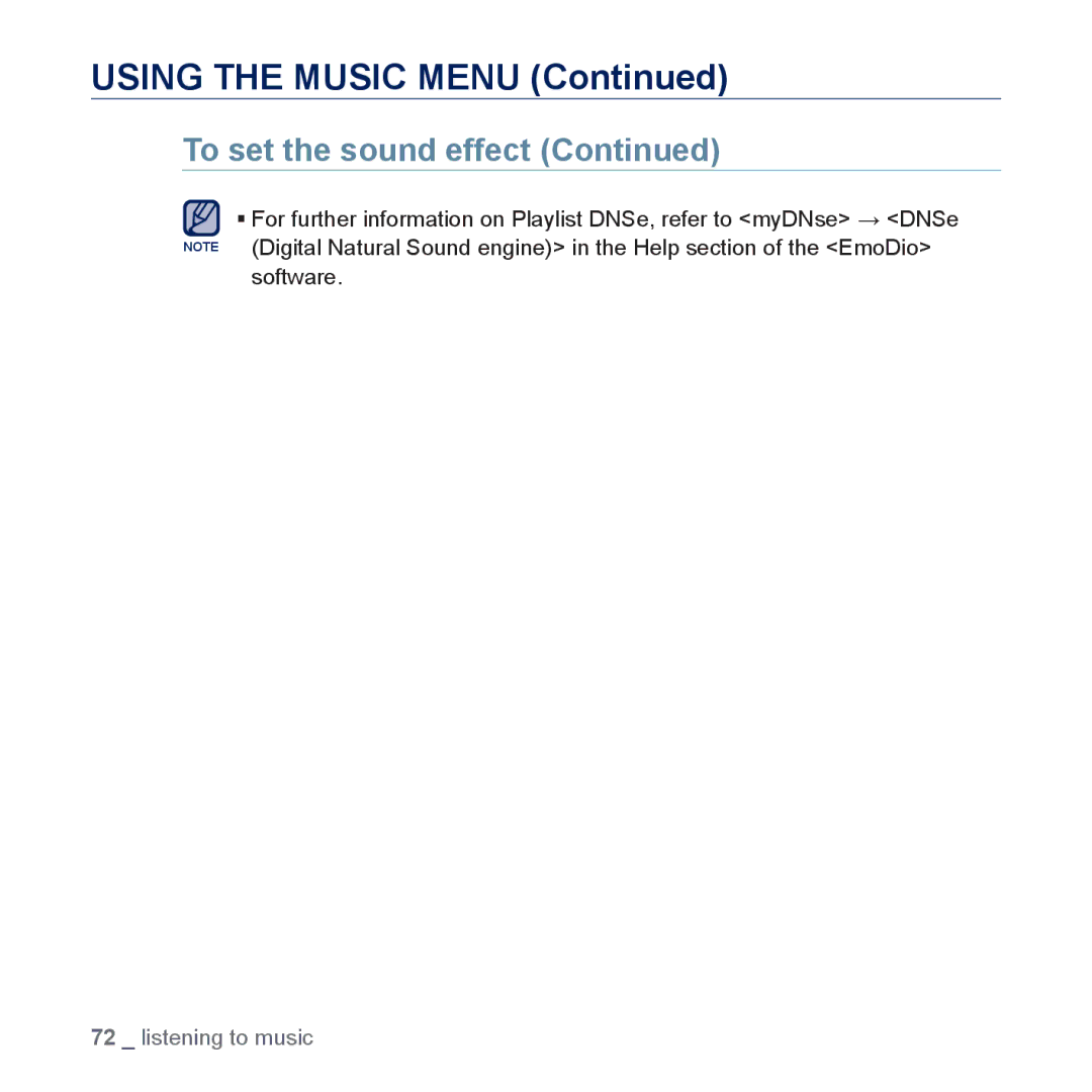 Samsung YP-P3 user manual Using the Music Menu 