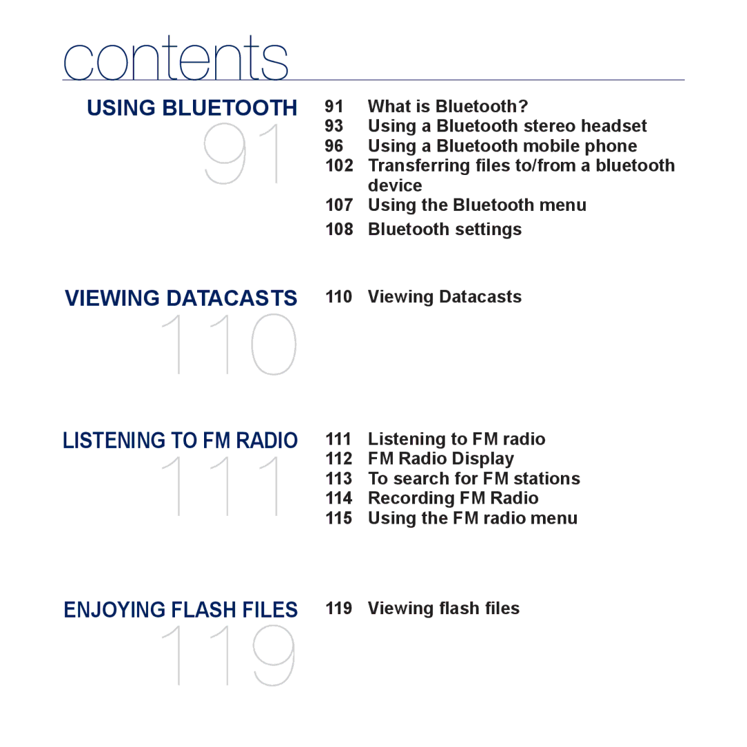 Samsung YP-P3 user manual What is Bluetooth?, Using a Bluetooth stereo headset, Using a Bluetooth mobile phone, 102, Device 