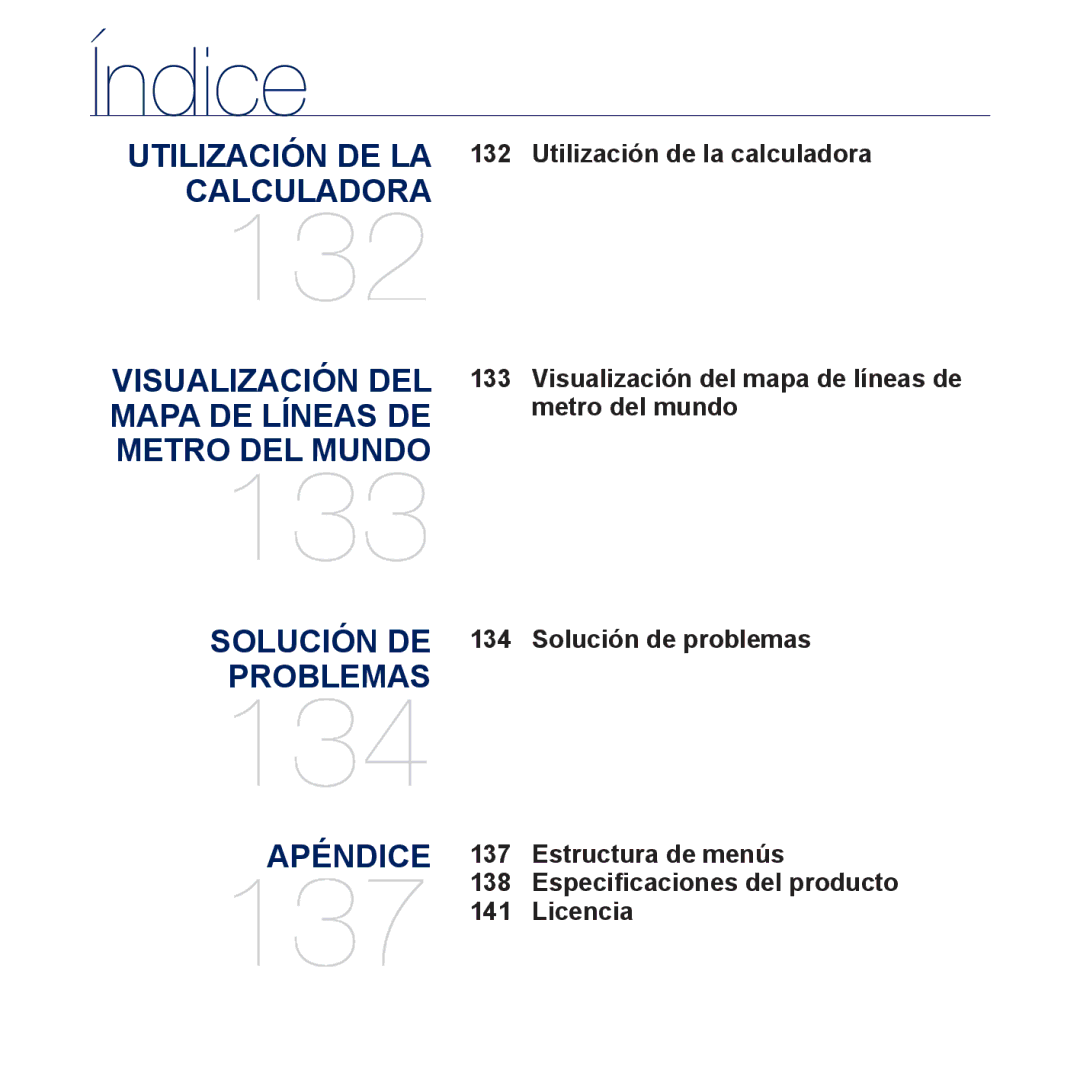 Samsung YP-P3JNS/XEE, YP-P3JCS/XEF, YP-P3JCB/XEF, YP-P3JCS/XEE manual 133, Visualización del mapa de líneas de metro del mundo 