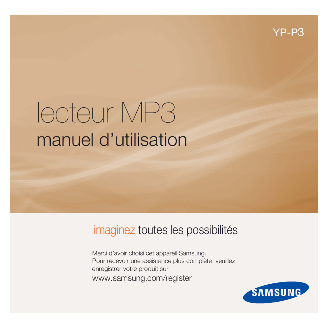 Samsung YP-P3JEB/XEF, YP-P3JCS/XEF, YP-P3JNB/XEF, YP-P3JES/XEF, YP-P3JCB/XEF, YP-P3JNS/XEF manual Lecteur MP3 