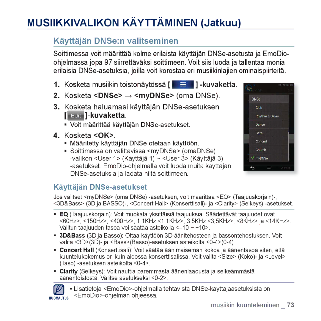 Samsung YP-P3JCB/XEE, YP-P3JEB/XEE manual Käyttäjän DNSen valitseminen, Käyttäjän DNSe-asetukset 