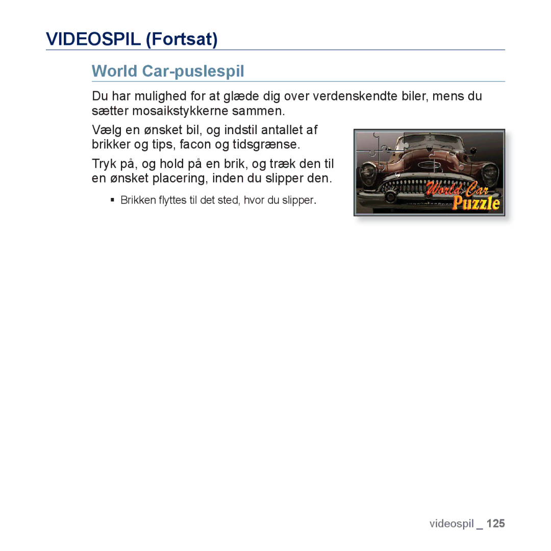 Samsung YP-P3JCB/XEE, YP-P3JEB/XEE manual World Car-puslespil 