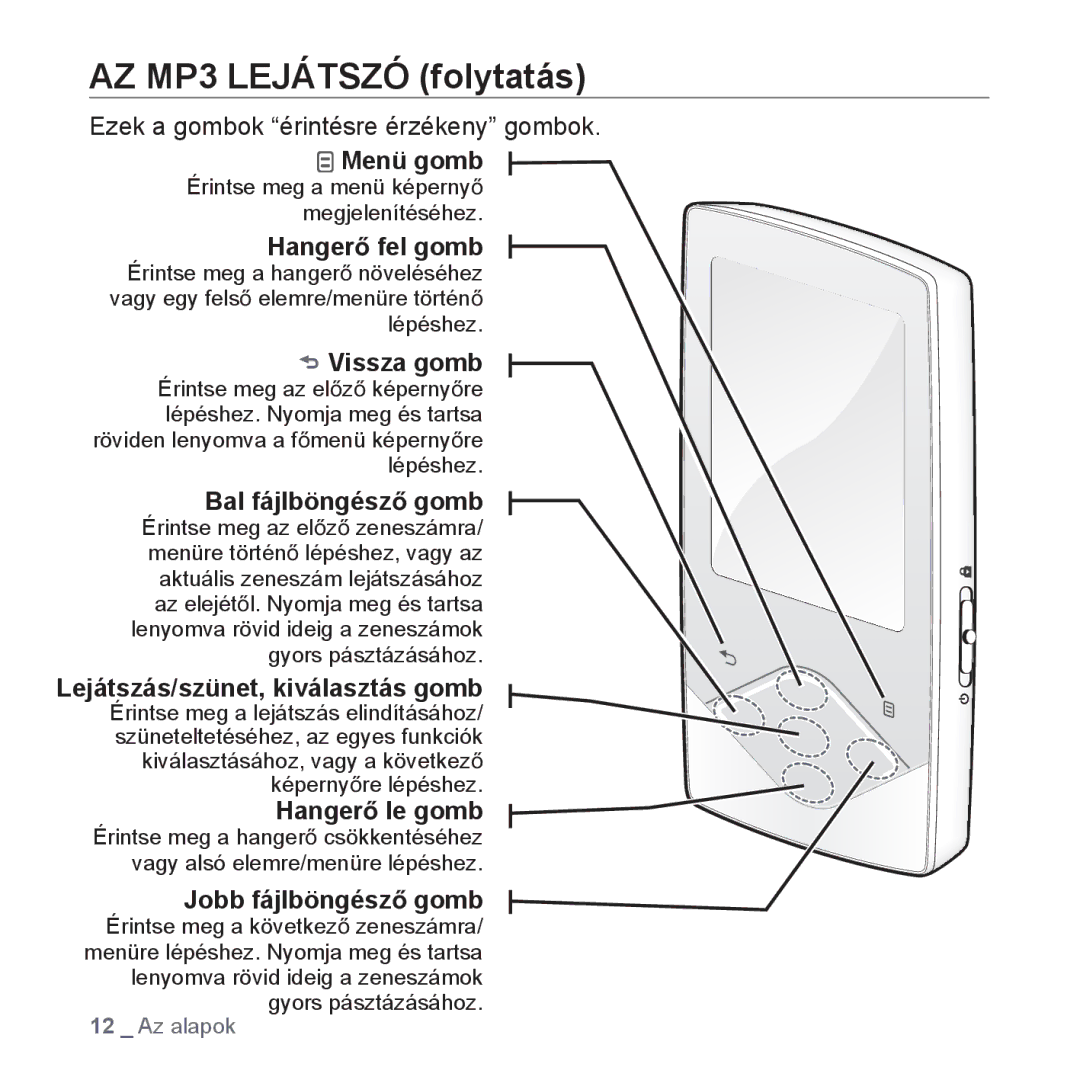 Samsung YP-Q1JAB/EDC, YP-Q1JCS/EDC, YP-Q1JEB/EDC, YP-Q1JCB/EDC, YP-Q1JAS/EDC, YP-Q1JAW/EDC manual AZ MP3 Lejátszó folytatás 