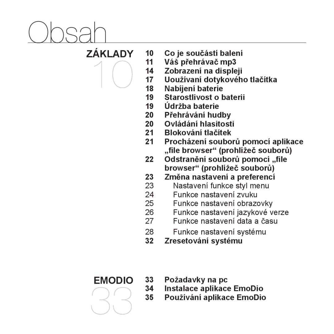 Samsung YP-Q1JEB/EDC, YP-Q1JCB/EDC, YP-Q1JAB/EDC manual Obsah 