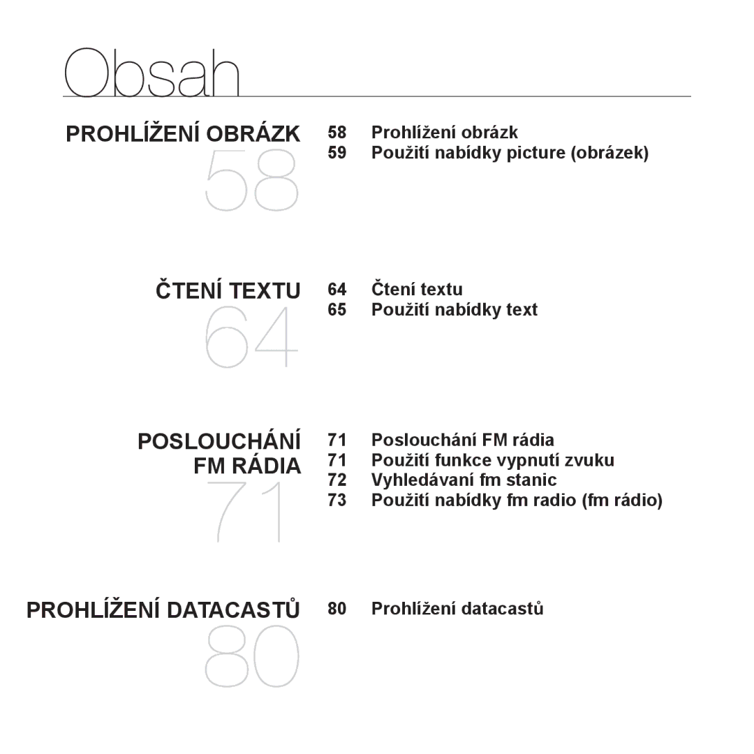 Samsung YP-Q1JAB/EDC, YP-Q1JEB/EDC, YP-Q1JCB/EDC manual ÝTENÍ Textu, Poslouchání FM Rádia 