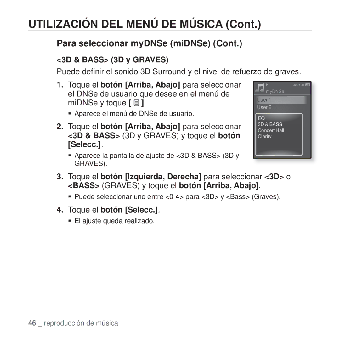 Samsung YP-Q1JCB/XEE, YP-Q1JEB/EDC, YP-Q1JCB/EDC, YP-Q1JAS/EDC, YP-Q1JCW/EDC, YP-Q1JAW/EDC, YP-Q1JAB/EDC 3D & Bass 3D y Graves 