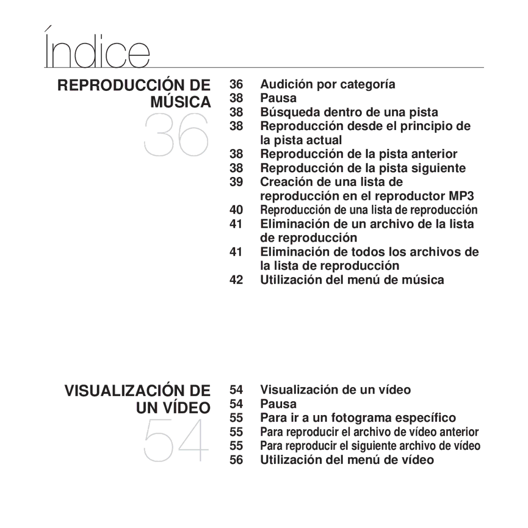 Samsung YP-Q1JEB/XEE, YP-Q1JEB/EDC, YP-Q1JCB/EDC, YP-Q1JAS/EDC manual Reproducción DE Música, Utilización del menú de vídeo 