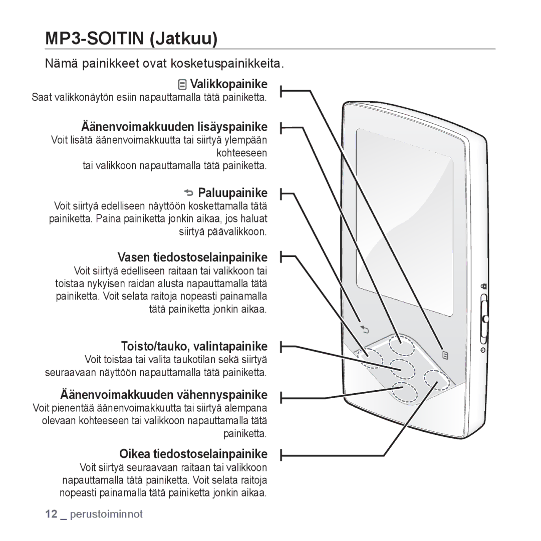 Samsung YP-Q1JEB/XEE, YP-Q1JCB/XEE, YP-Q1JAB/XEE manual MP3-SOITIN Jatkuu 