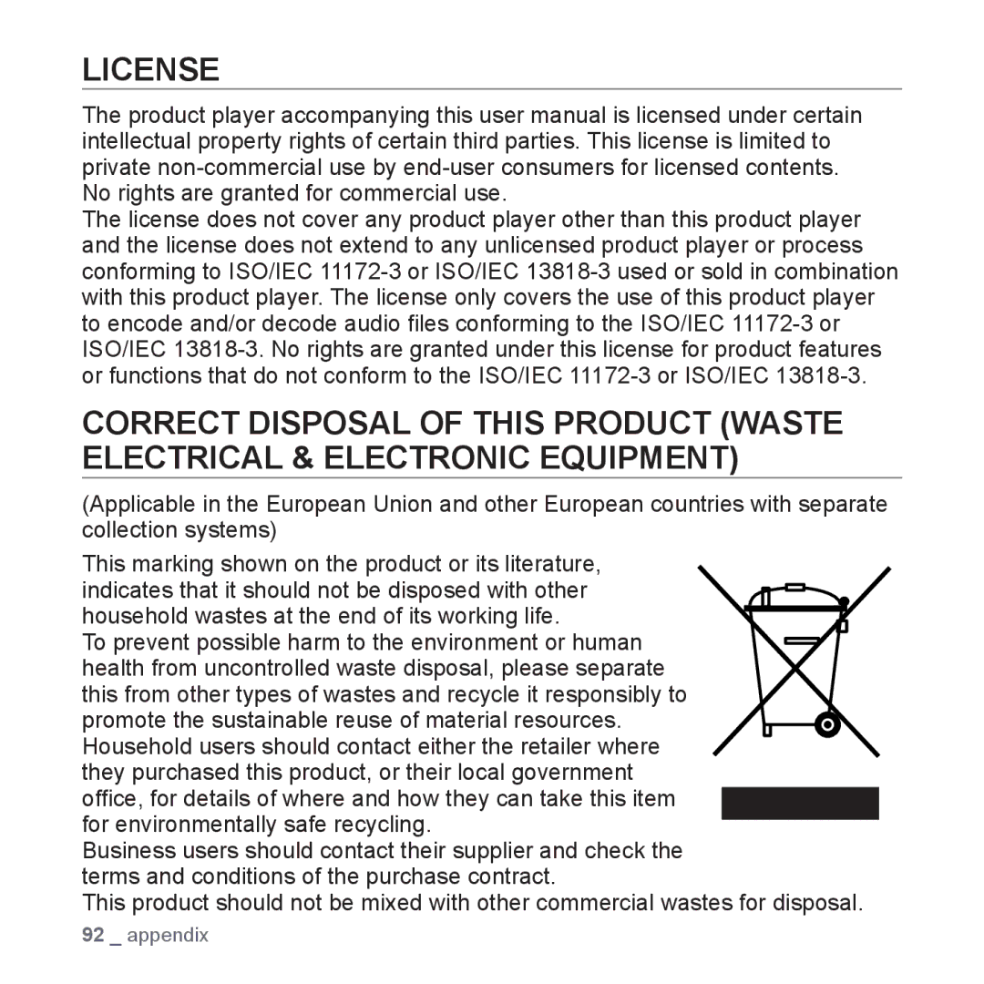 Samsung YP-Q1JAS/XEF, YP-Q1JEB/XEF, YP-Q1JCW/XEF, YP-Q1JCB/XEF, YP-Q1JES/EDC, YP-Q1JCS/EDC, YP-Q1JEB/EDC, YP-Q1JCB/EDC License 