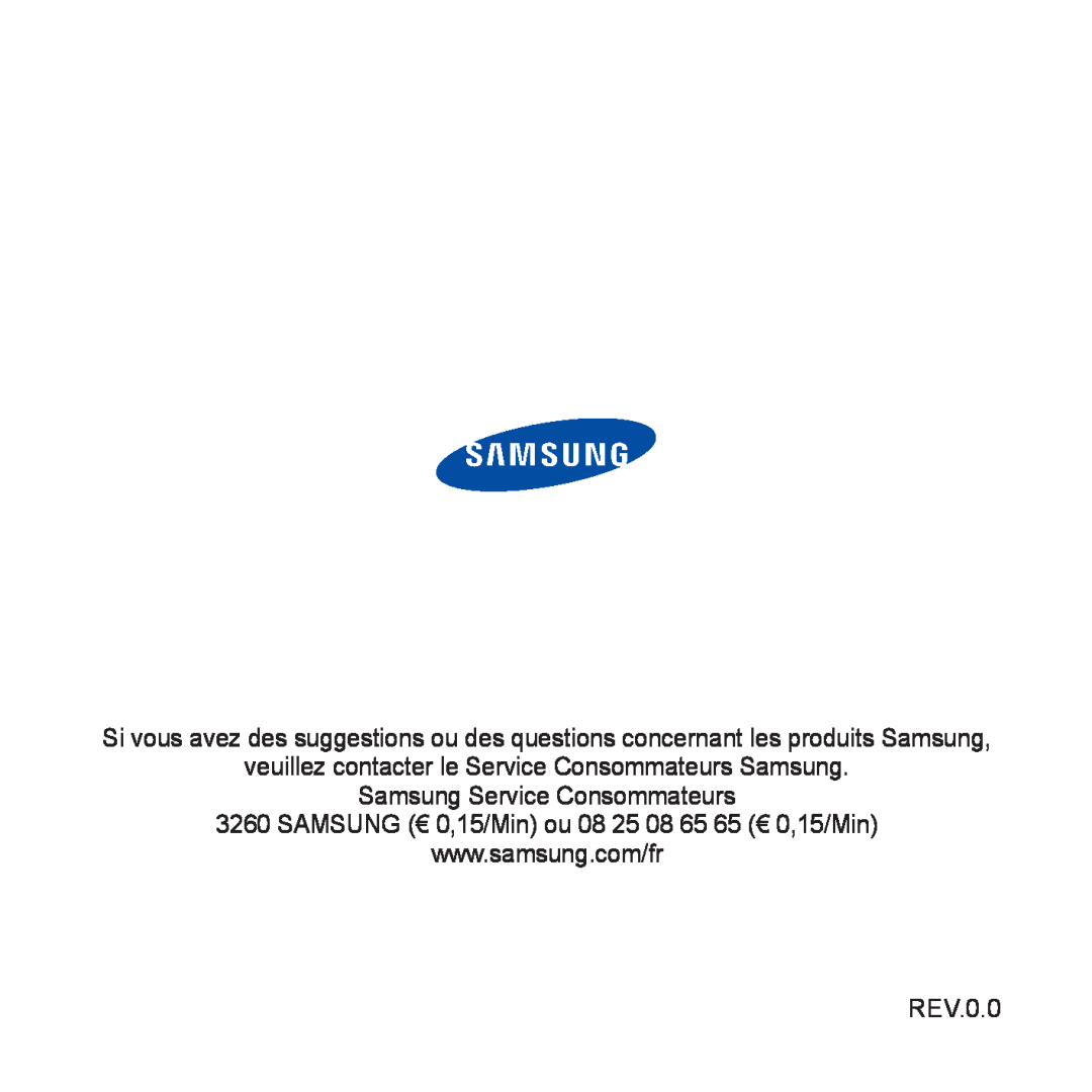 Samsung YP-Q1JAS/XEF manual veuillez contacter le Service Consommateurs Samsung, Samsung Service Consommateurs, REV.0.0 
